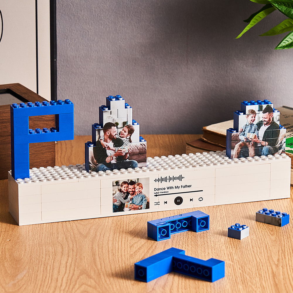 個人化爸爸照片積木拼圖 Spotify 代碼音樂照片積木父親節禮物 - MyCustomBrickFigures