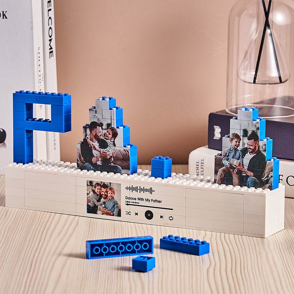 個人化爸爸照片積木拼圖 Spotify 代碼音樂照片積木父親節禮物 - MyCustomBrickFigures