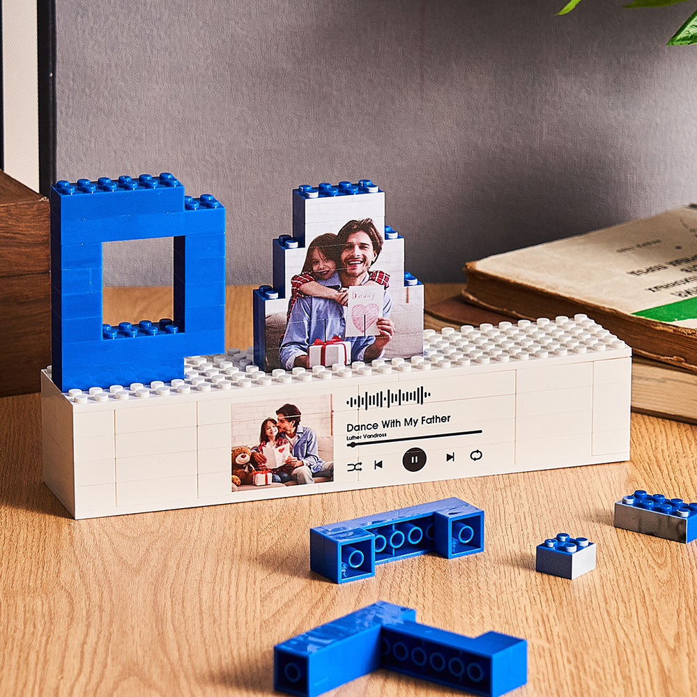 個人化爸爸照片積木拼圖 Spotify 代碼音樂照片積木父親節禮物 - MyCustomBrickFigures