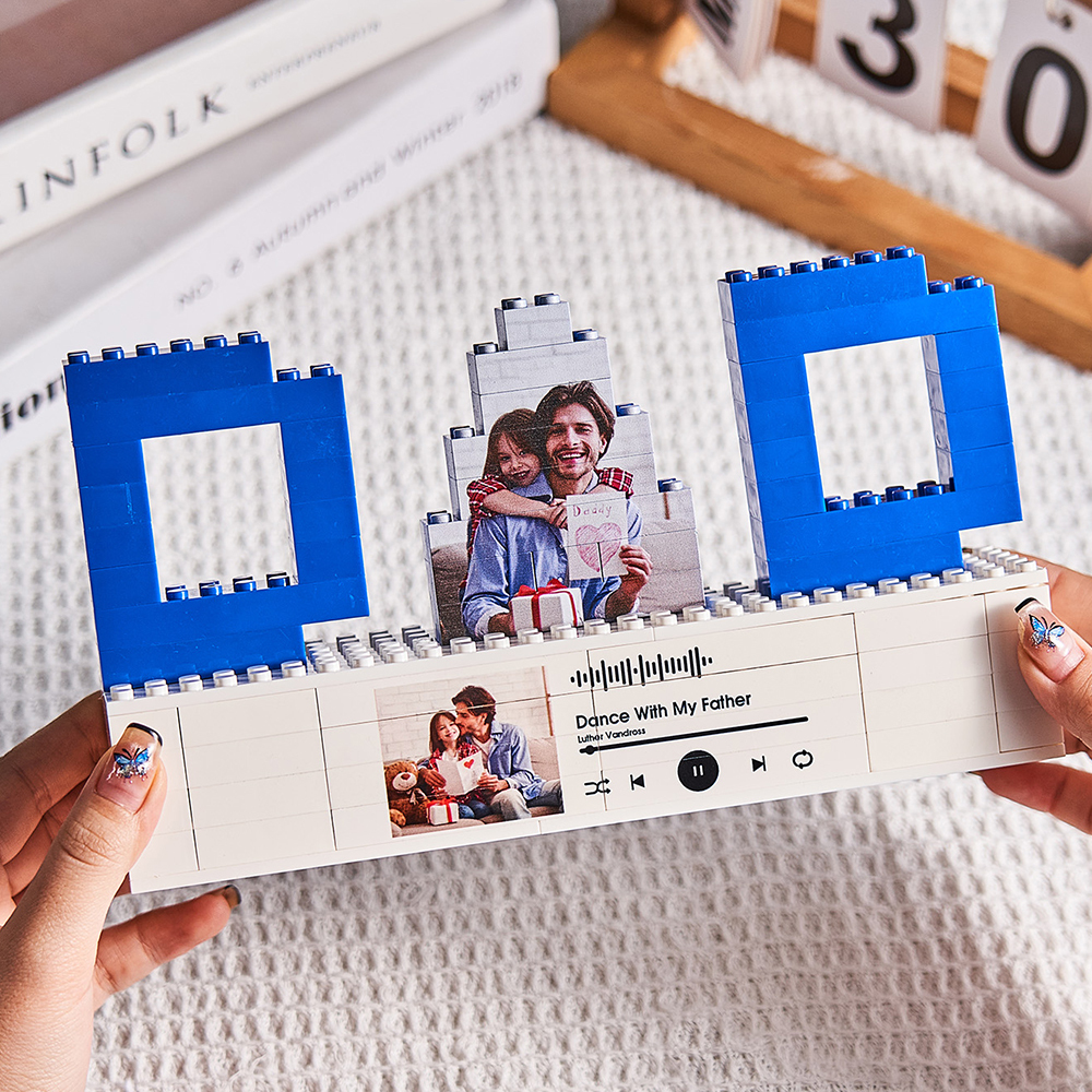 個人化爸爸照片積木拼圖 Spotify 代碼音樂照片積木父親節禮物 - MyCustomBrickFigures