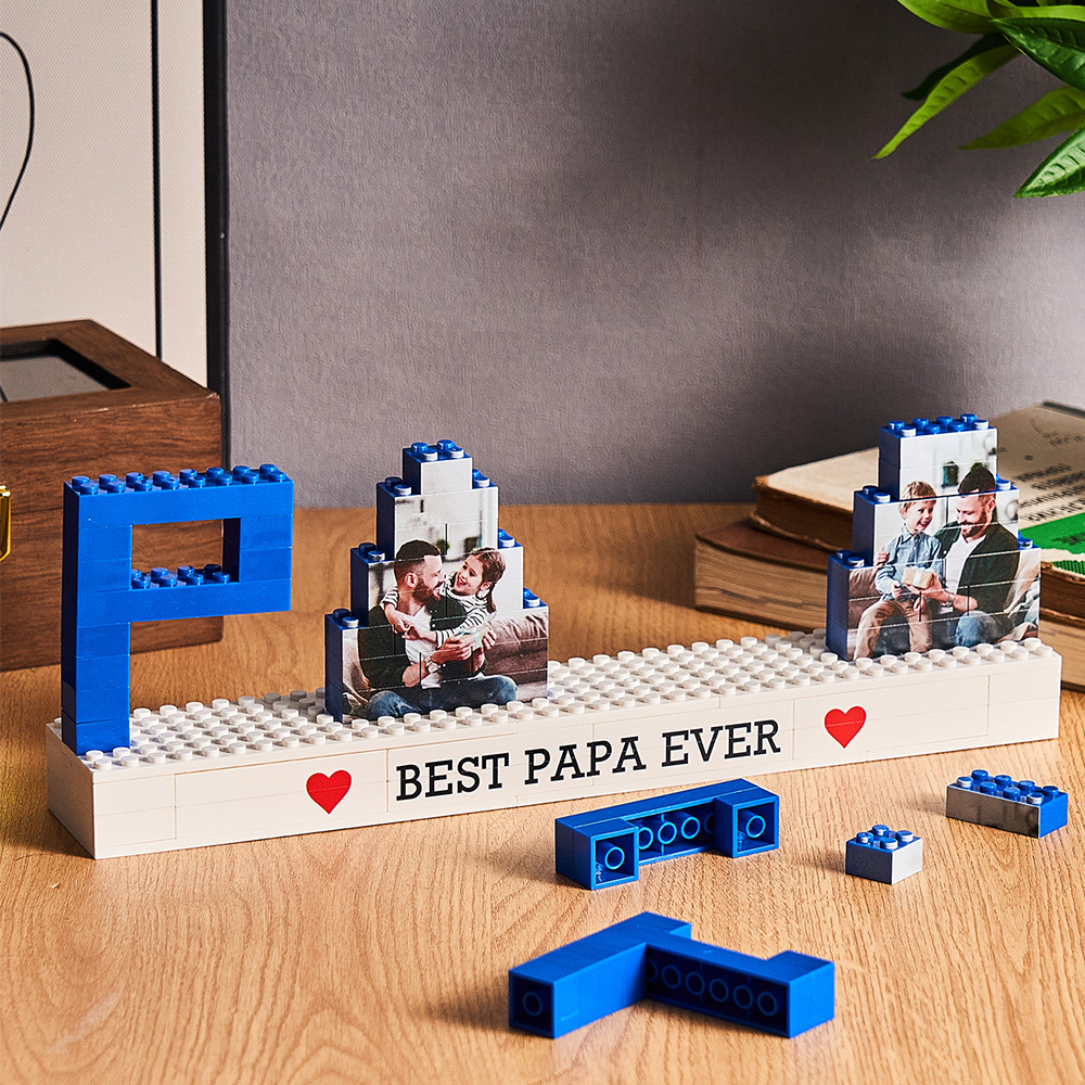 個人化爸爸照片積木拼圖訂製文字照片積木父親節禮物 - MyCustomBrickFigures