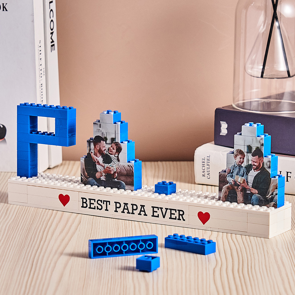 個人化爸爸照片積木拼圖訂製文字照片積木父親節禮物 - MyCustomBrickFigures