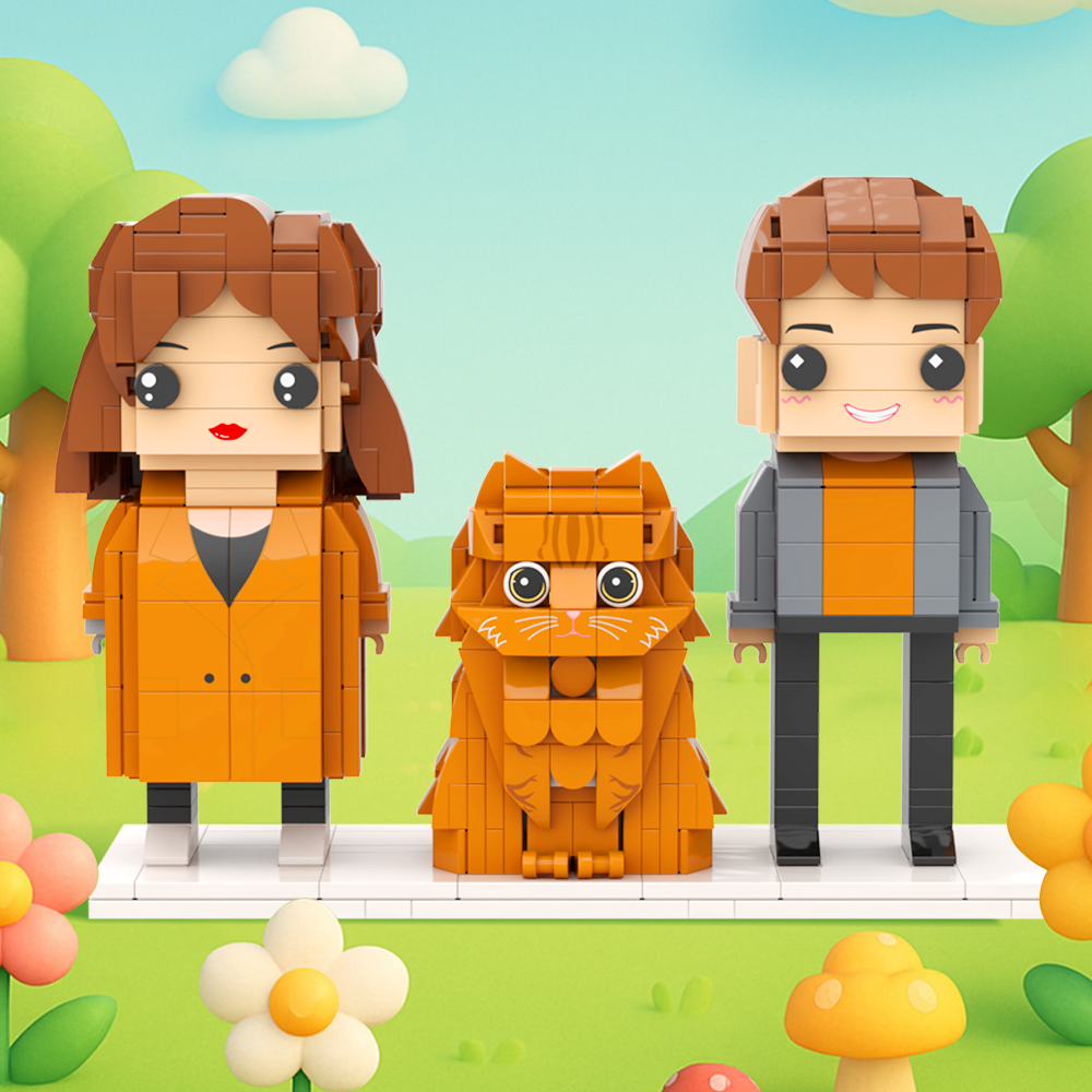 可訂製全身 2 人積木人偶 個人化積木人偶與寵物 情侶禮物 - MyCustomBrickFigures