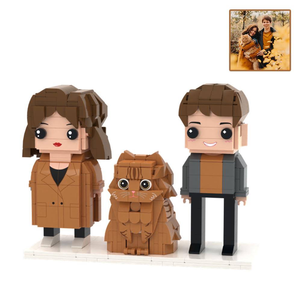 可訂製全身 2 人積木人偶 個人化積木人偶與寵物 情侶禮物 - MyCustomBrickFigures