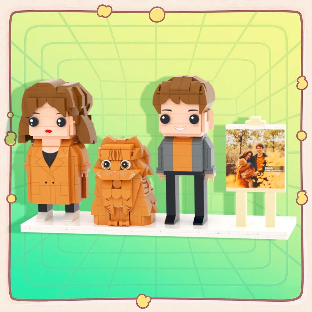 可訂製全身 2 人積木人偶 個人化積木人偶與寵物 情侶禮物 - MyCustomBrickFigures