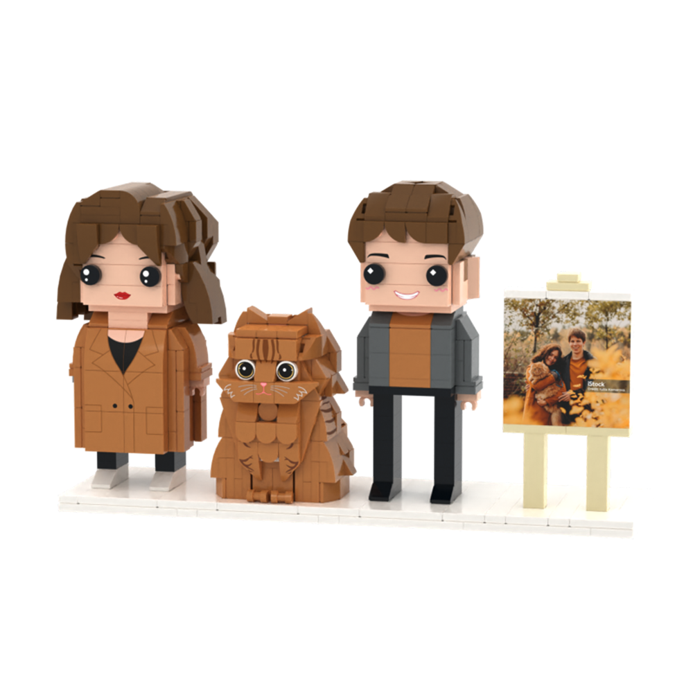 可訂製全身 2 人積木人偶 個人化積木人偶與寵物 情侶禮物 - MyCustomBrickFigures
