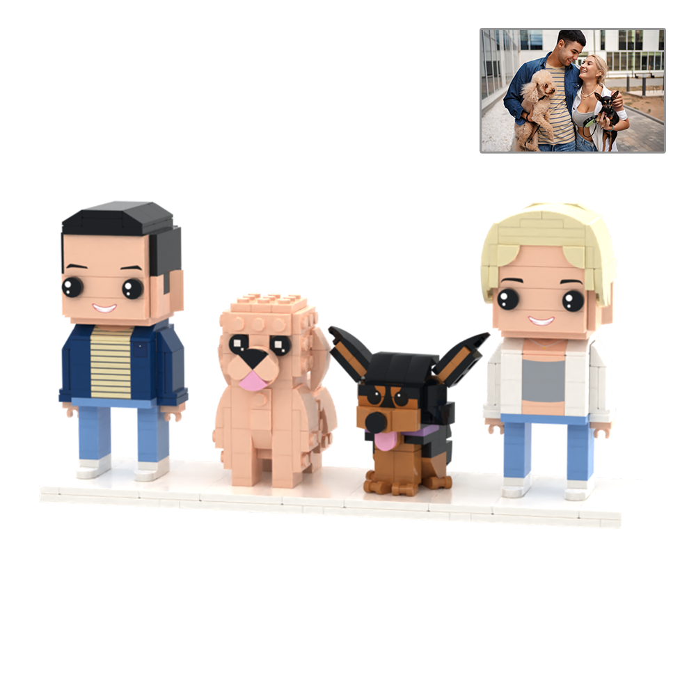 可訂製全身 2 人積木人偶 個人化積木人偶與寵物 情侶禮物 - MyCustomBrickFigures