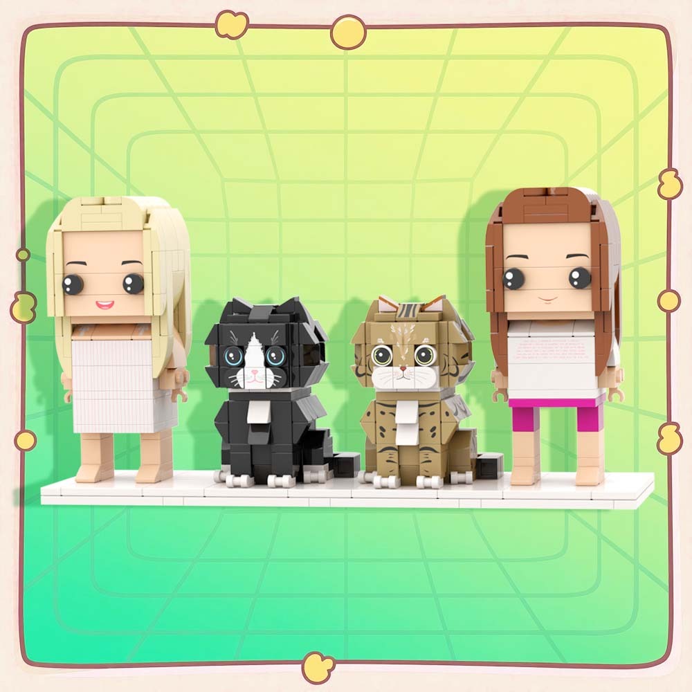 可訂製全身 2 人積木人偶 個人化積木人偶與寵物 情侶禮物 - MyCustomBrickFigures