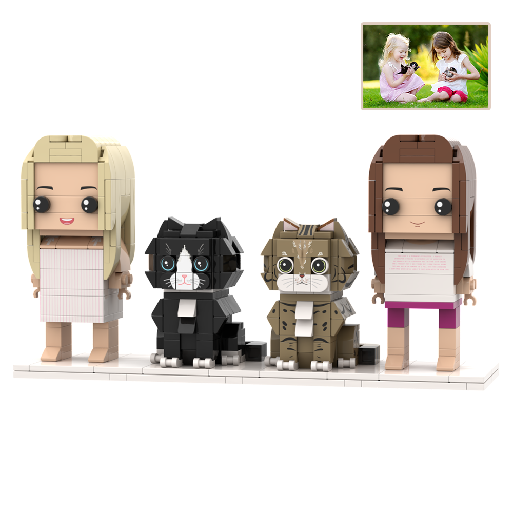 可訂製全身 2 人積木人偶 個人化積木人偶與寵物 情侶禮物 - MyCustomBrickFigures