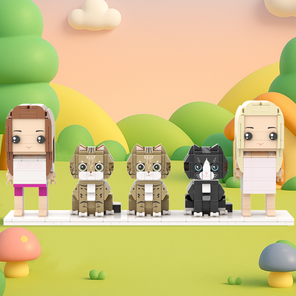 可訂製全身 2 人積木人偶 個人化積木人偶與寵物 情侶禮物 - MyCustomBrickFigures