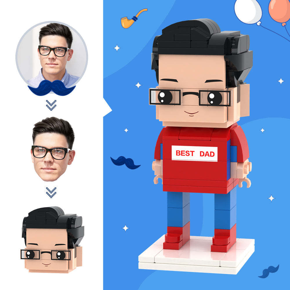 父親節禮物定制頭積木人偶最佳爸爸積木人偶小顆粒積木玩具 - MyCustomBrickheadz