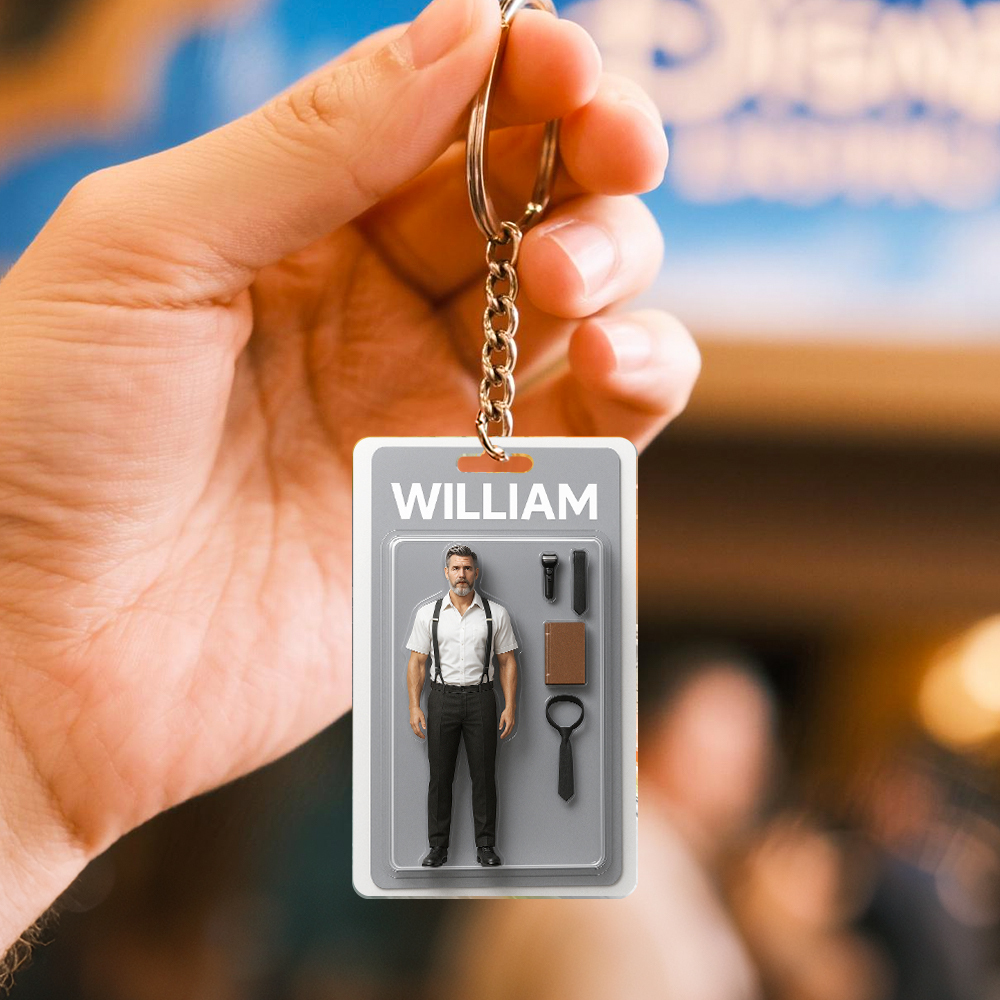 全身可客製化 3d 效果動作人物包裝包裝玩具盒風格藝術禮物個人化壓克力鑰匙圈禮物送給爸爸父親節禮物