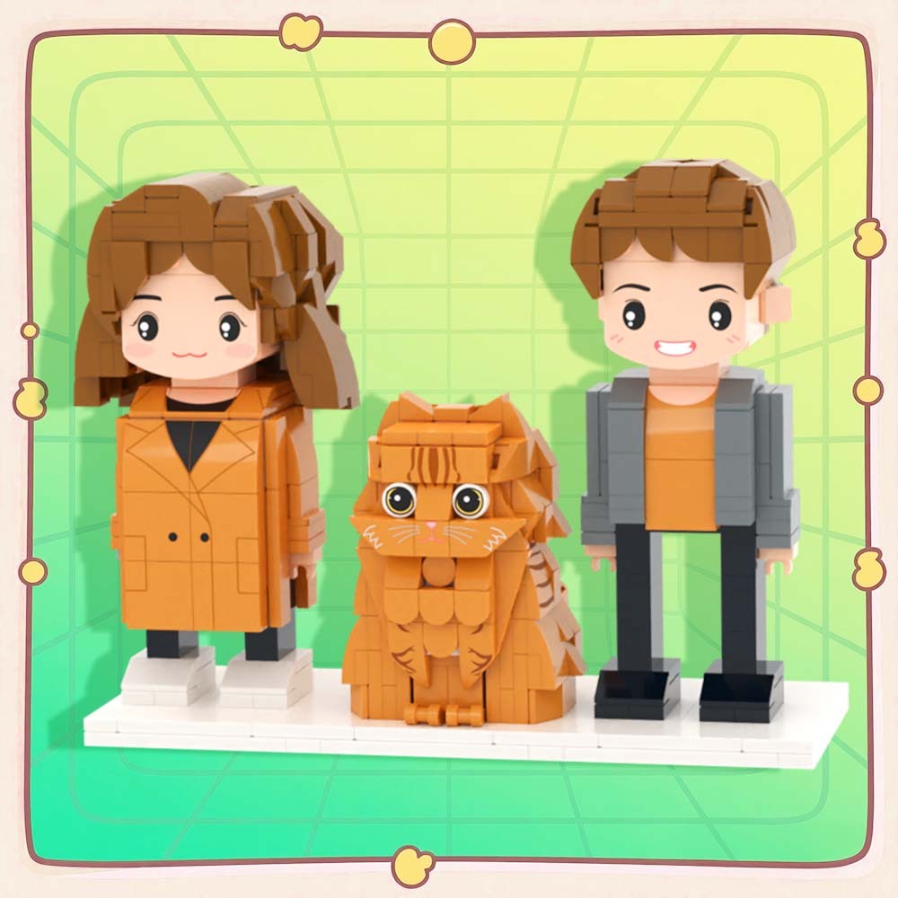 可訂製全身 2 人積木人偶 個人化積木人偶與寵物 情侶禮物 - MyCustomBrickFigures