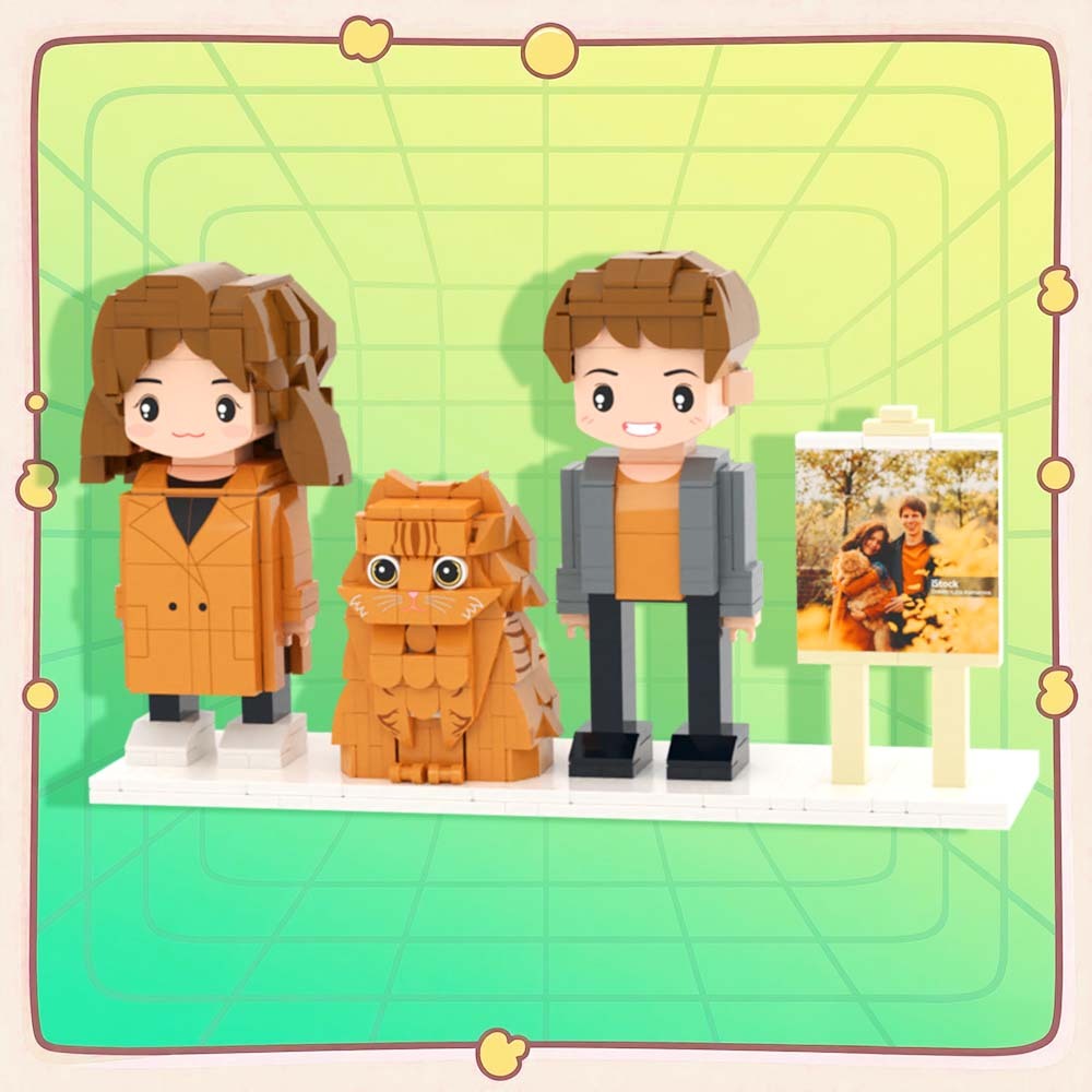 可訂製全身 2 人積木人偶 個人化積木人偶與寵物 情侶禮物 - MyCustomBrickFigures