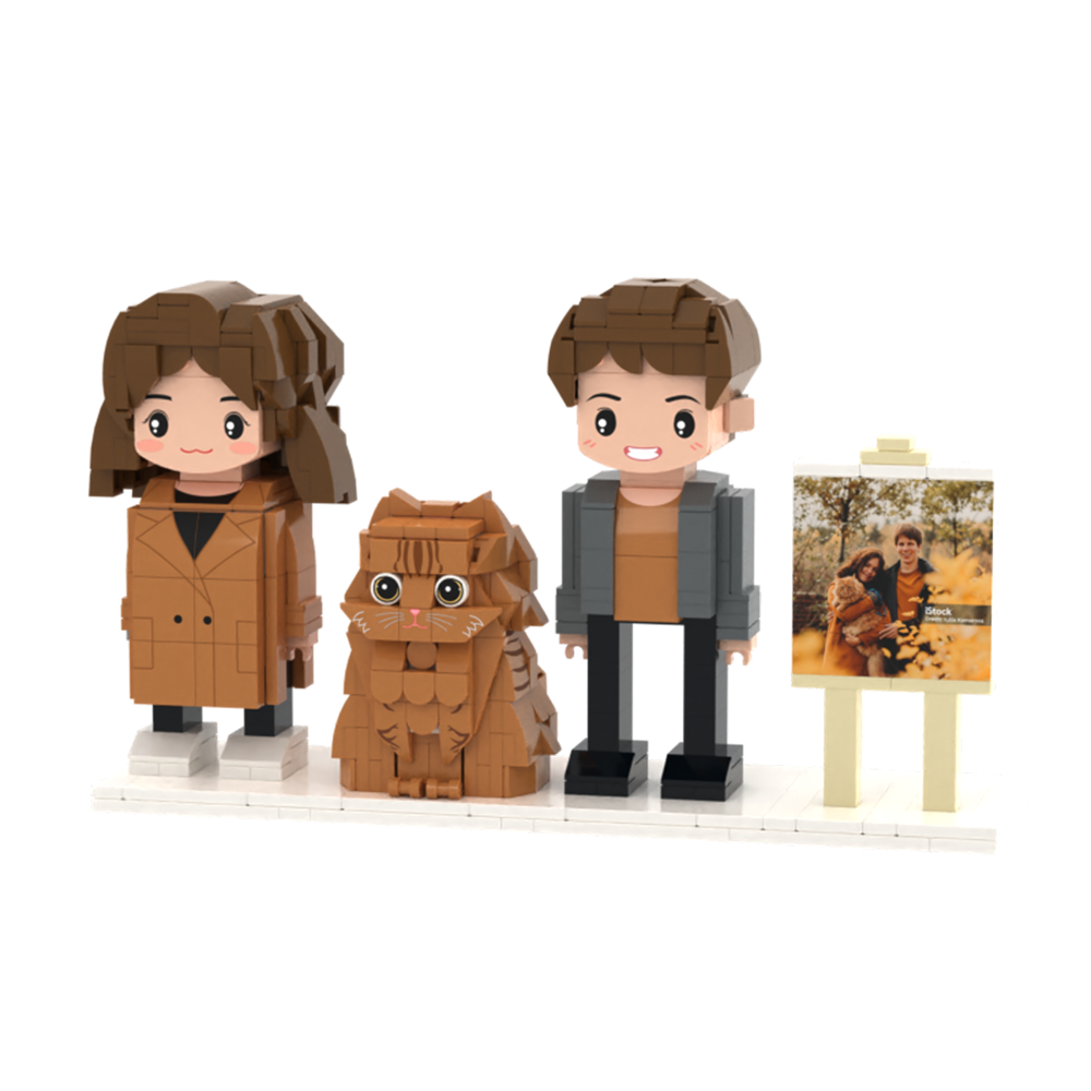 可訂製全身 2 人積木人偶 個人化積木人偶與寵物 情侶禮物 - MyCustomBrickFigures