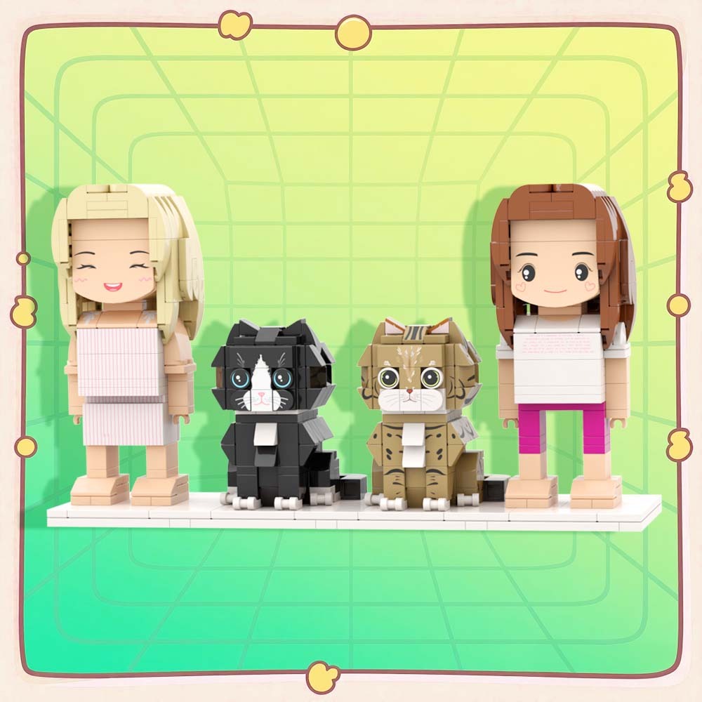 可訂製全身 2 人積木人偶 個人化積木人偶與寵物 情侶禮物 - MyCustomBrickFigures