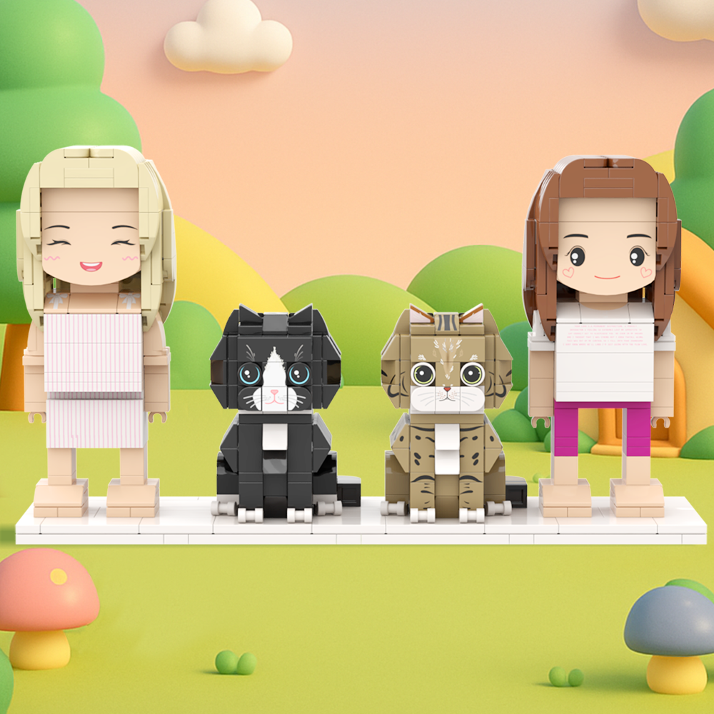 可訂製全身 2 人積木人偶 個人化積木人偶與寵物 情侶禮物 - MyCustomBrickFigures