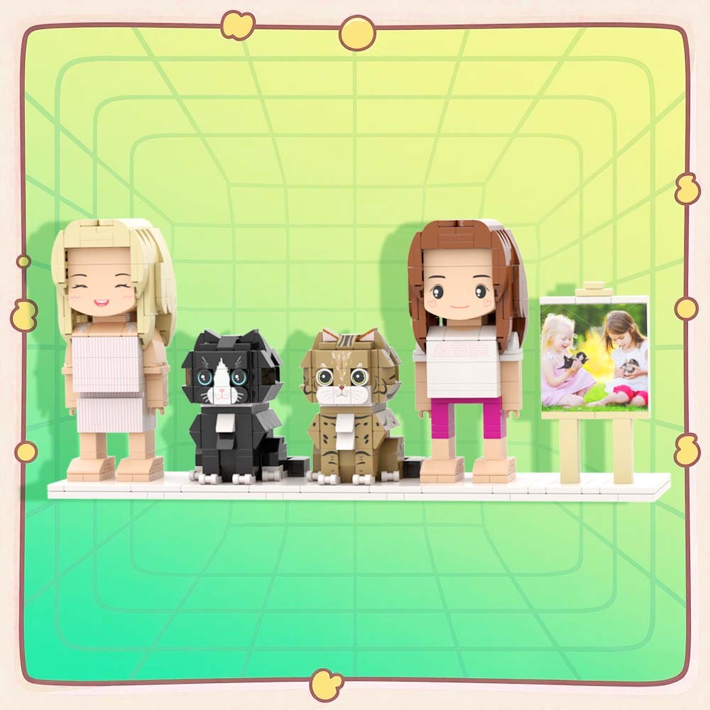 可訂製全身 2 人積木人偶 個人化積木人偶與寵物 情侶禮物 - MyCustomBrickFigures