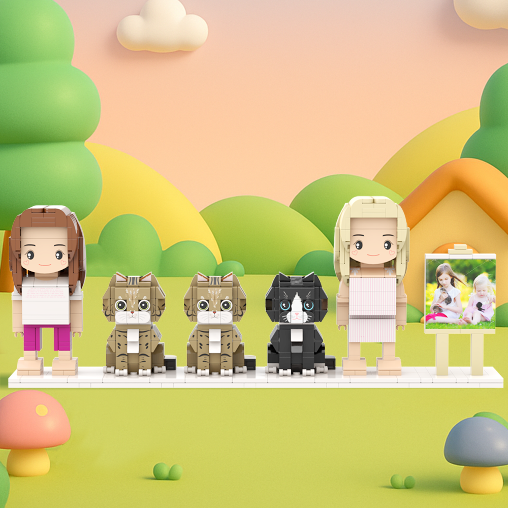 可訂製全身 2 人積木人偶 個人化積木人偶與寵物 情侶禮物 - MyCustomBrickFigures