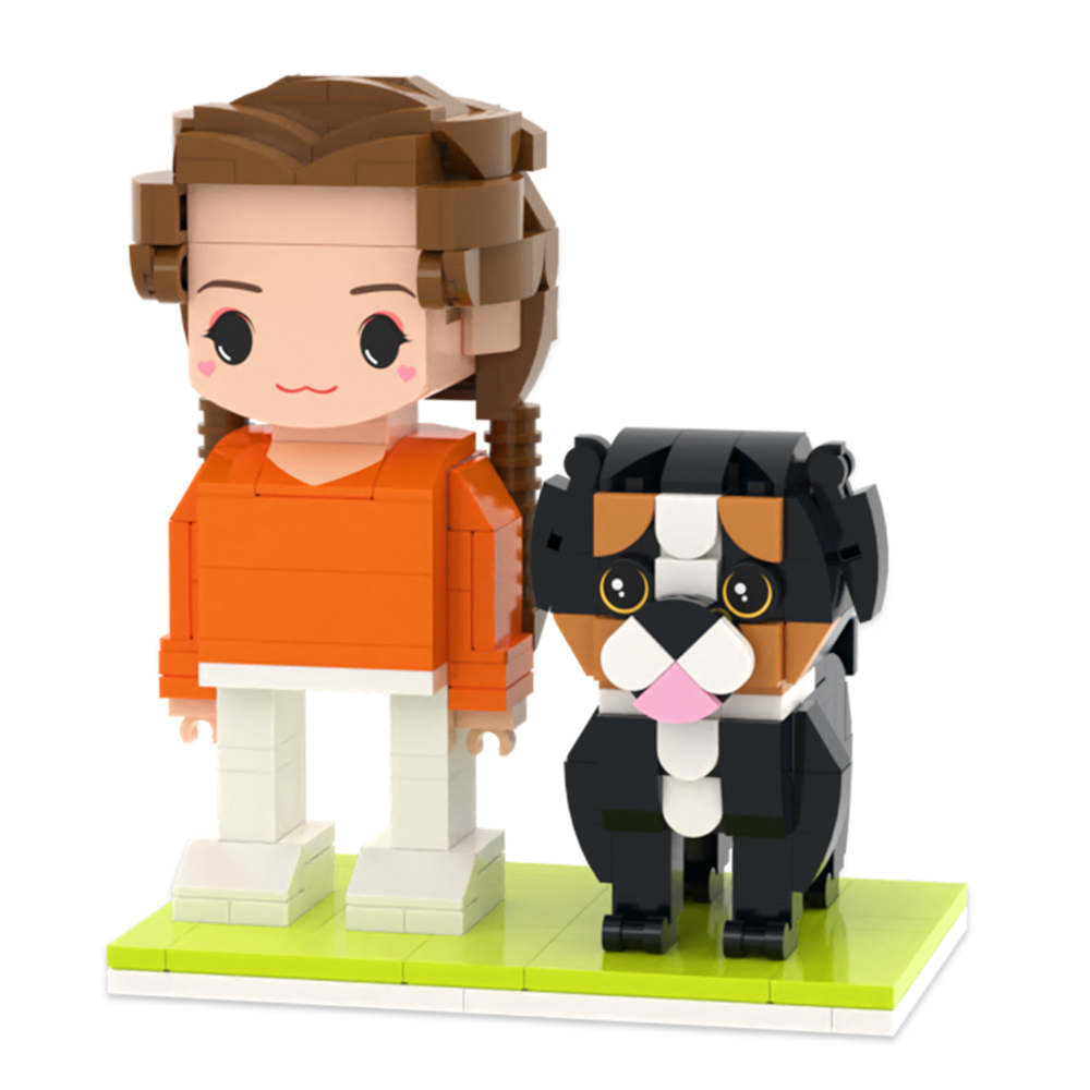 個性化單人全身人物與狗和貓寵物家庭禮物 - MyCustomBrickFigures