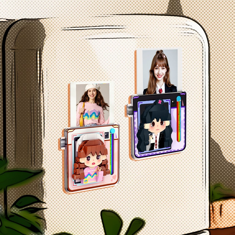 個性化磚塊圖案紫色冰箱貼寶麗來風格禮物冰箱貼禮物送給女朋友和男朋友 - MyCustomBrickFigures