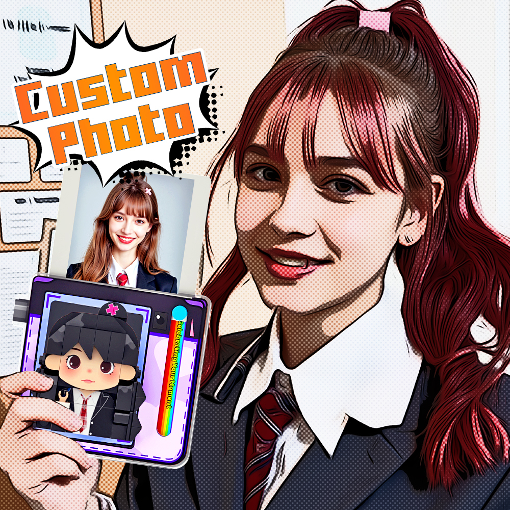 個性化磚塊圖案紫色冰箱貼寶麗來風格禮物冰箱貼禮物送給女朋友和男朋友 - MyCustomBrickFigures