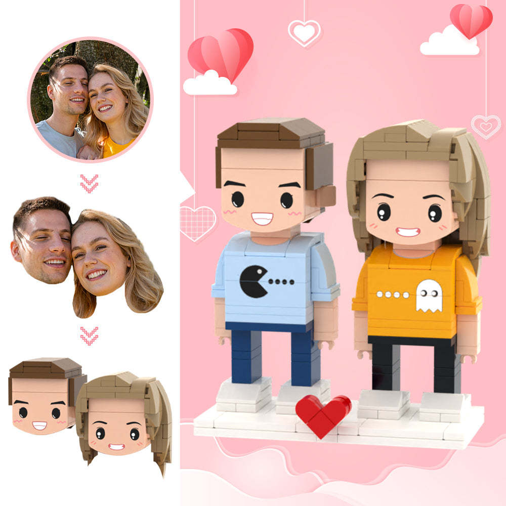 情人節禮物 訂製頭像 2 人可愛積木公仔 吃豆人積木公仔 - MyCustomBrickheadz
