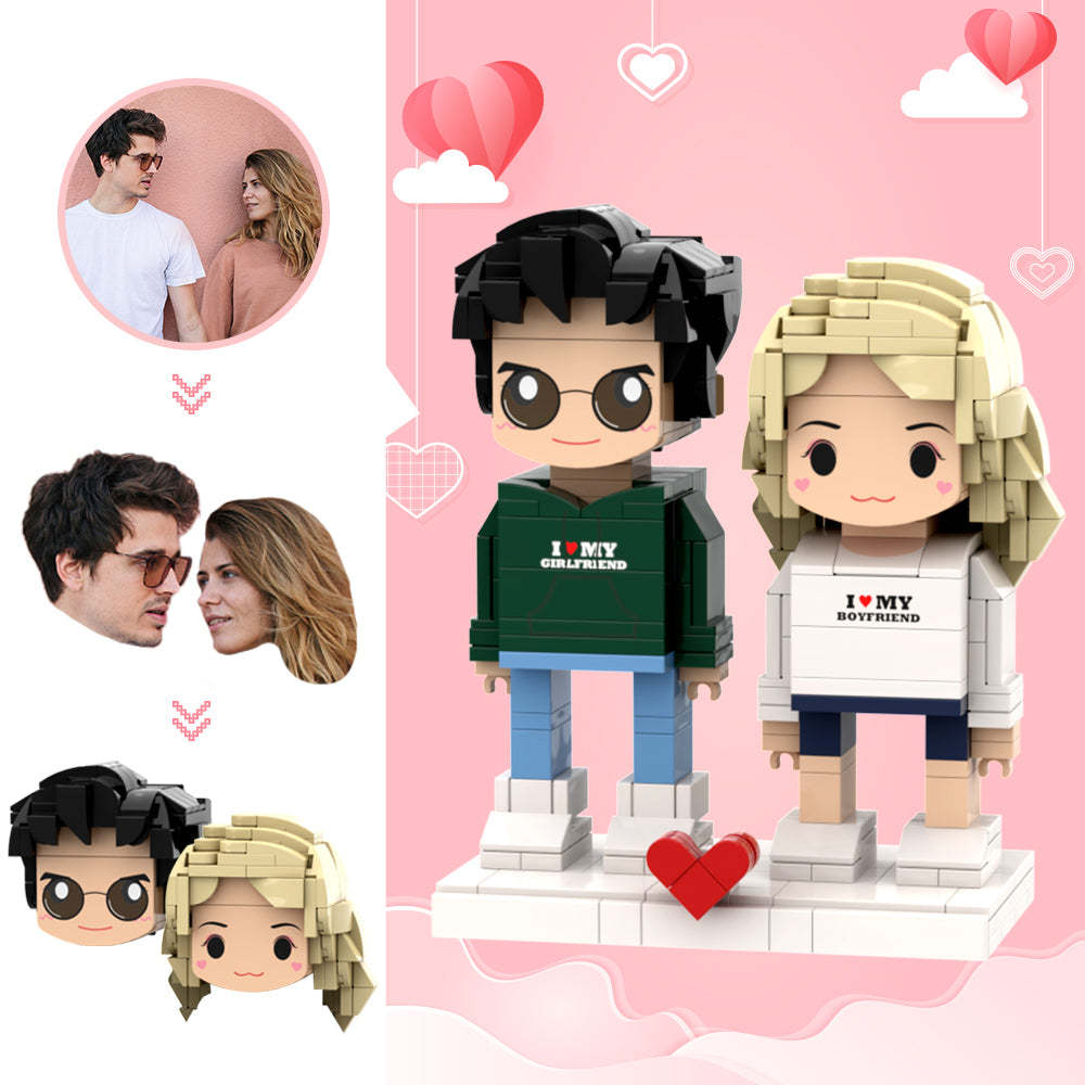 情人節禮物 訂製頭像 2 人可愛積木公仔 彼此相愛積木公仔 - MyCustomBrickheadz