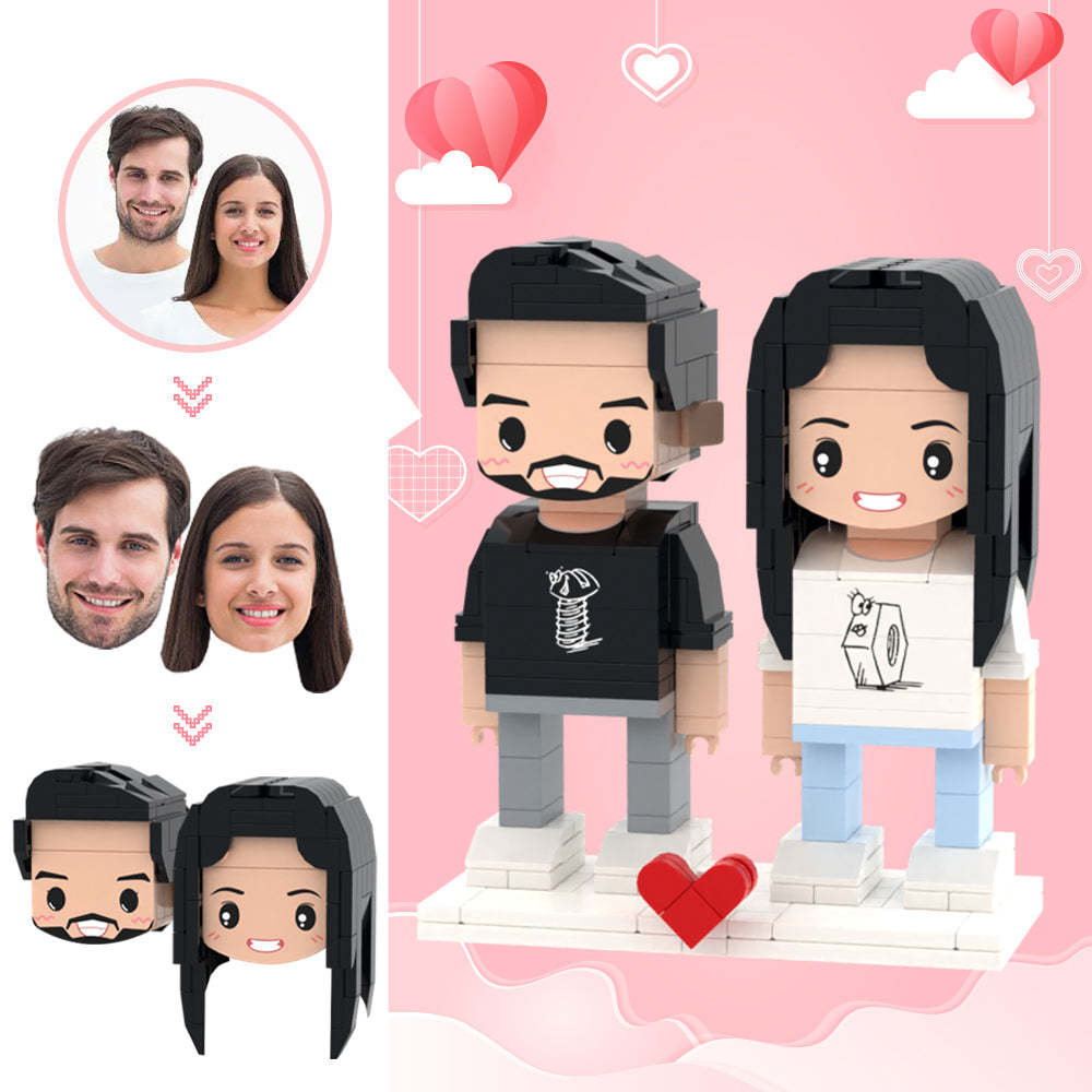 情人節禮物訂製頭像 2 人可愛積木公仔情侶情侶積木公仔 - MyCustomBrickheadz