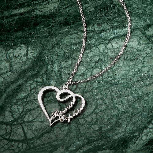 Overlapping Heart Two Name Necklace 14k Gold Plated - MadeMineAU