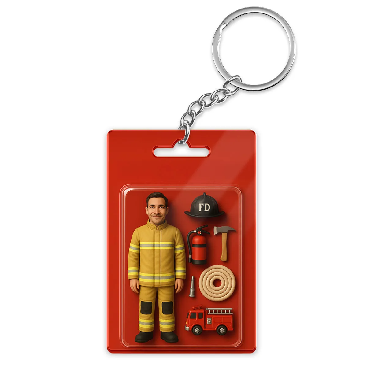 3D Effect Action Figure Pack Packaging Personalized Acrylic Keychain
