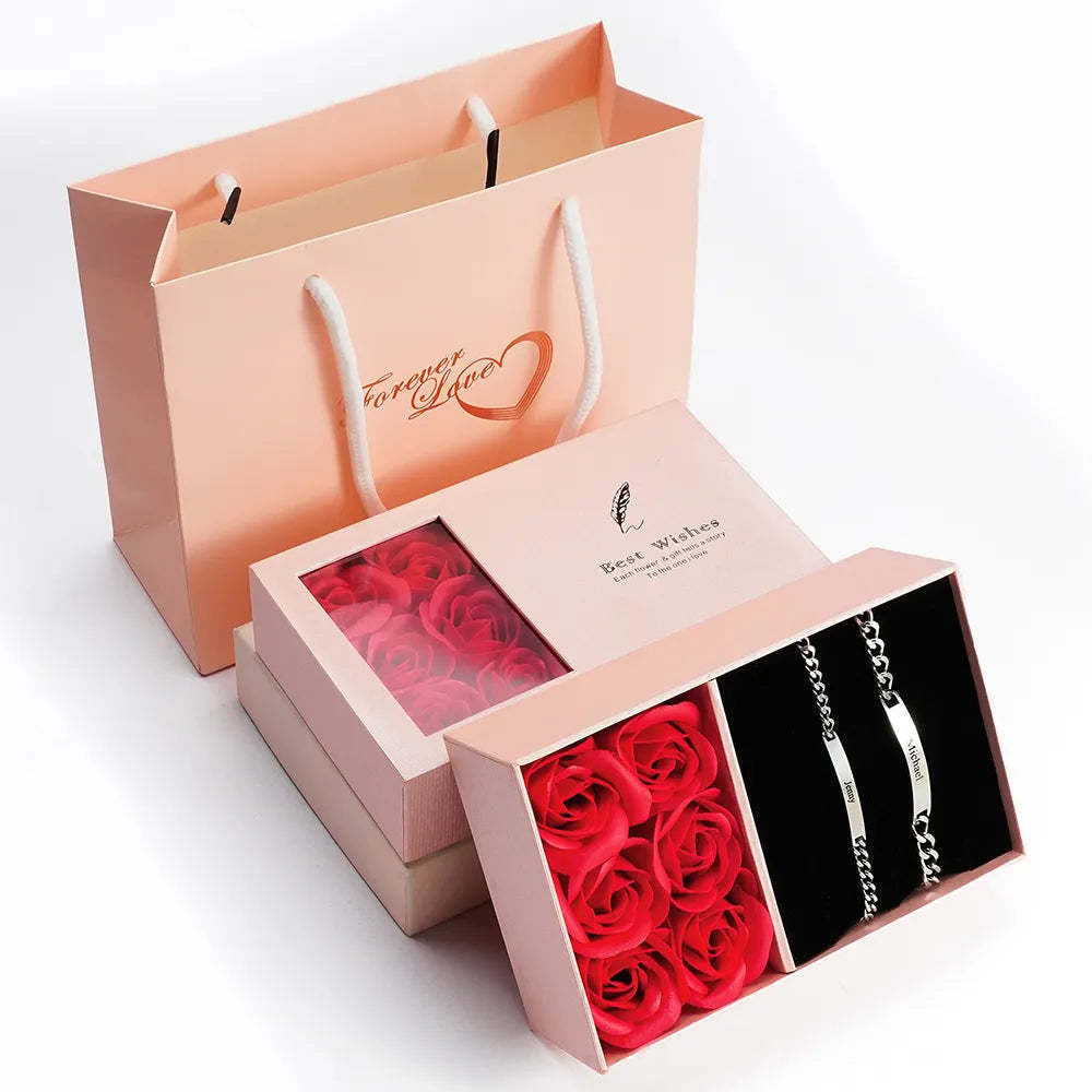 Custom Engraved Bracelet Set Personalized Fashion Bracelet For Couples Unique Personalized Bracelets for Valentines' Day Gifts - MadeMineAU