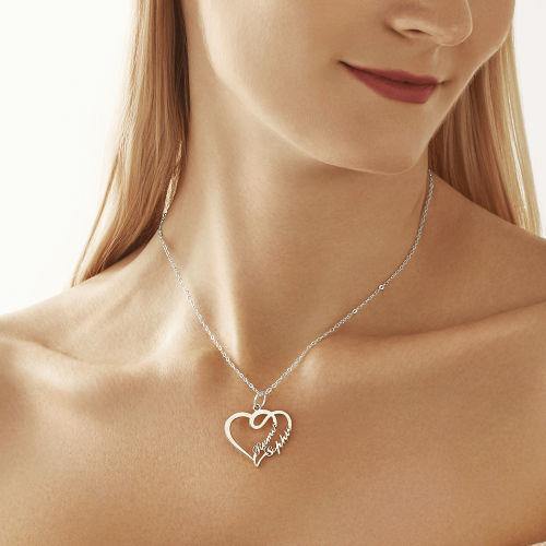 Overlapping Heart Two Name Necklace 14k Gold Plated - MadeMineAU