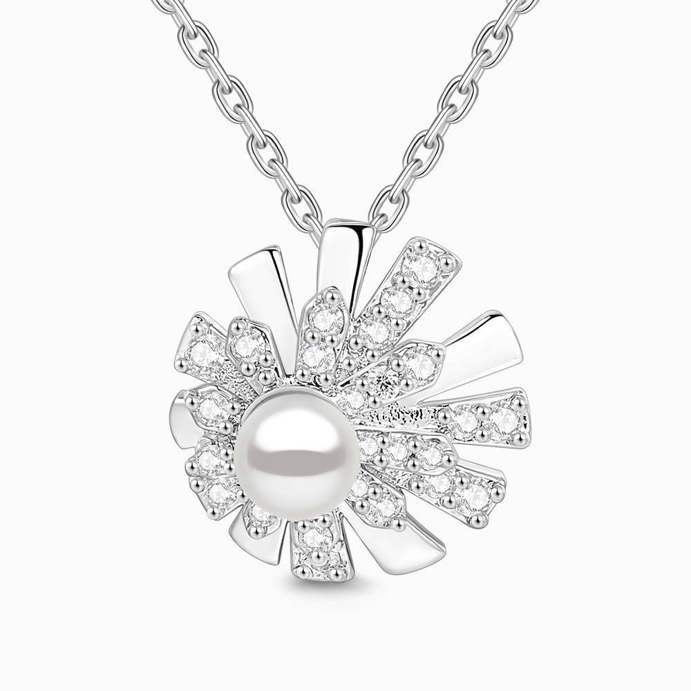 Winter Fireworks Necklace With Swarovski Pearl Copper Placted Silver For Women - MadeMineAU