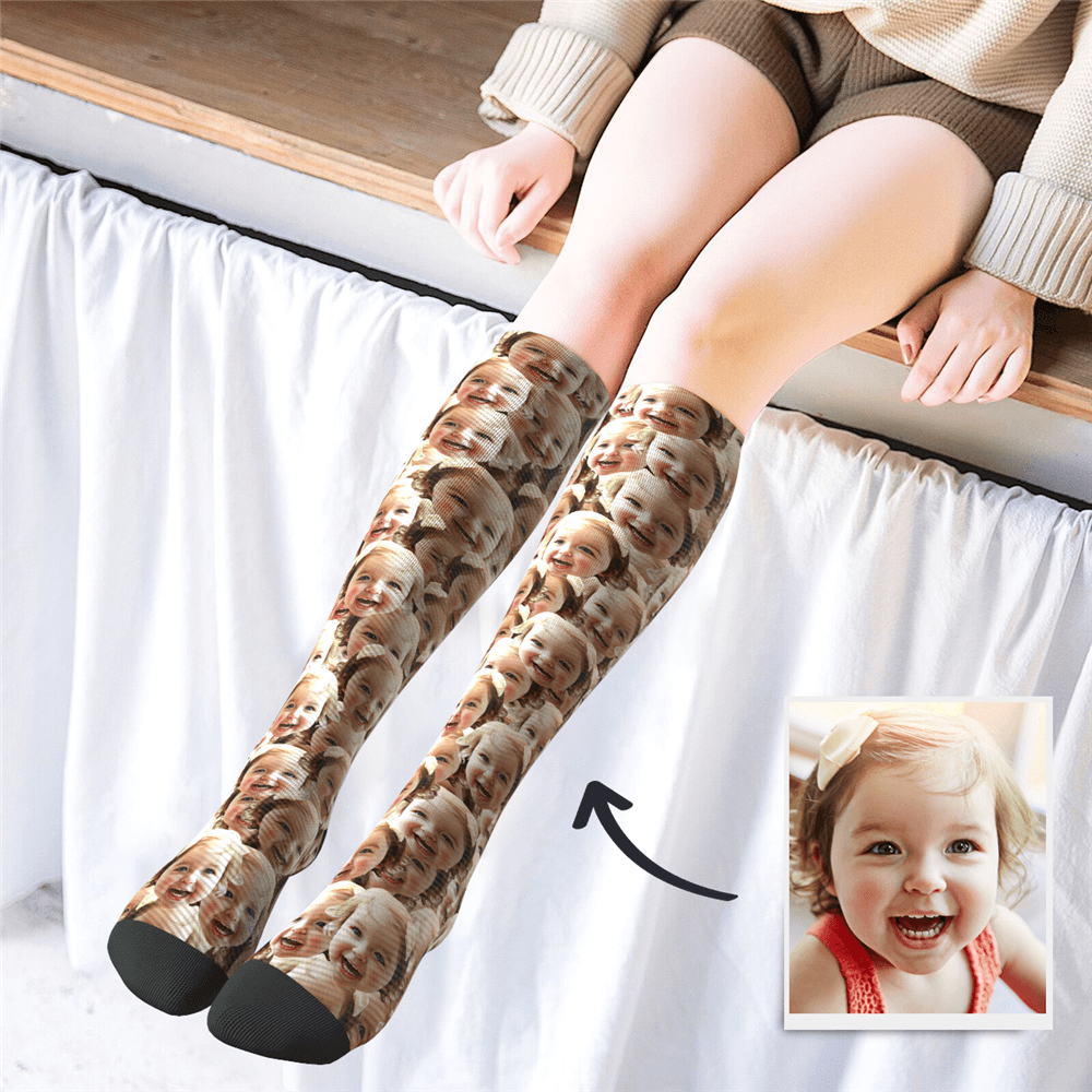 Custom Knee High Photo Socks Face Mash - MyPhotoSocks
