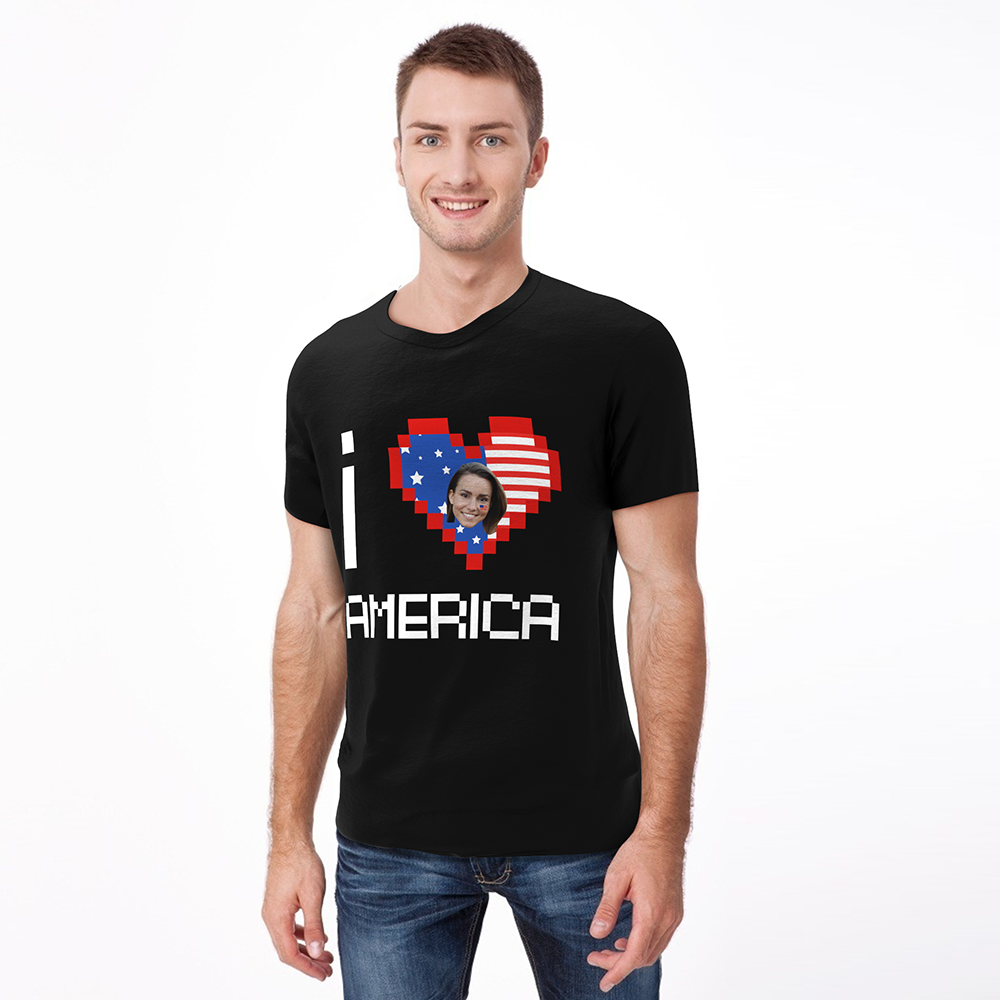 Custom Face I love America T-shirt - MadeMineAU