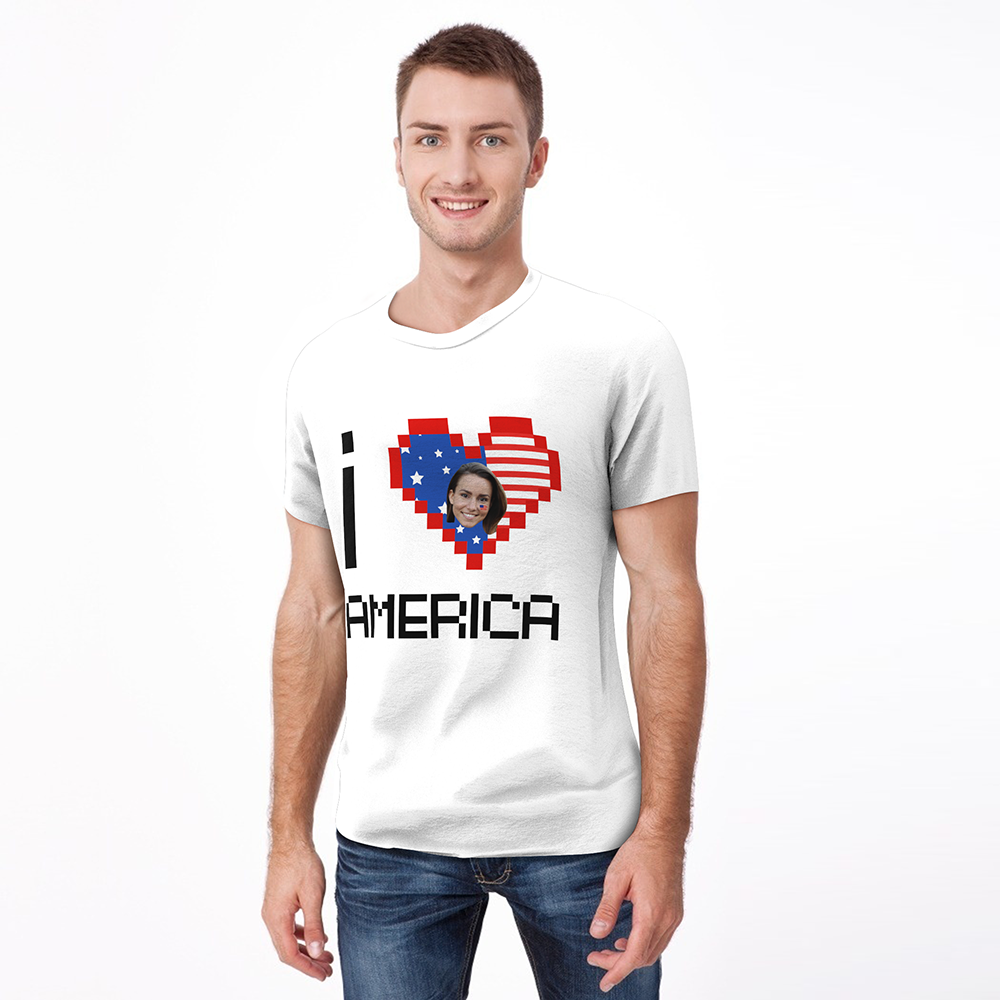 Custom Face I love America T-shirt - MadeMineAU