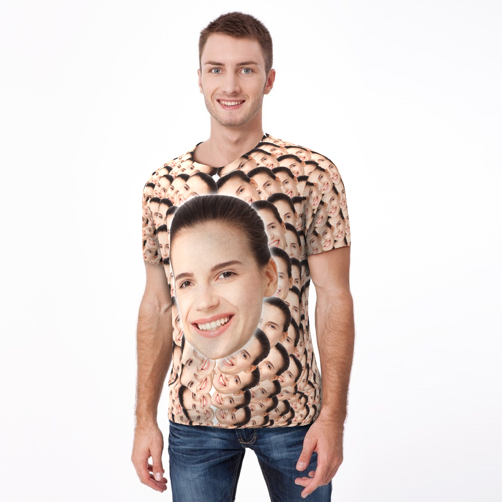 Custom Faces Mash Funny All Over Print T-shirt - MadeMineAU
