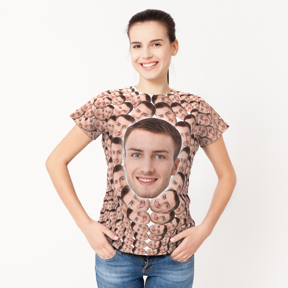 Custom Faces Mash Funny All Over Print T-shirt - MadeMineAU
