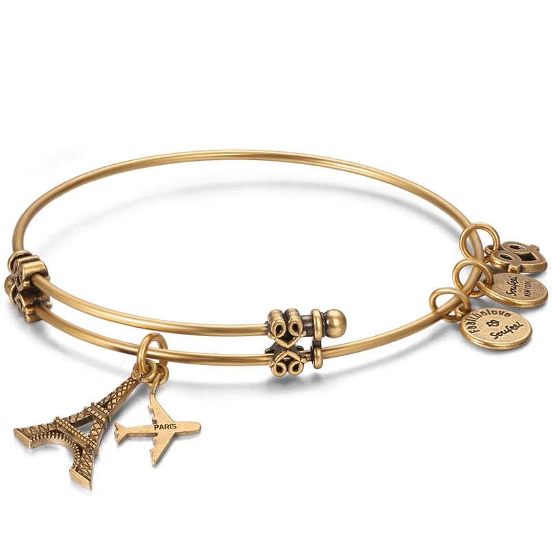Eiffel Tower Gold Charm Bangle Memorial Gift For Men Women - MadeMineAU