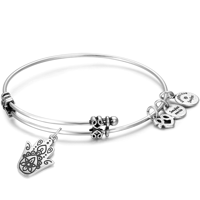 Hamasa Hand Engraved Charm Bangle For Women - MadeMineAU