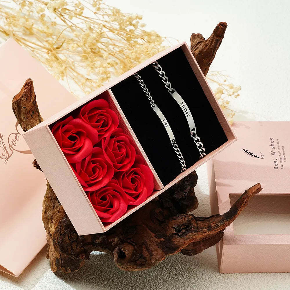 Custom Engraved Bracelet Set Personalized Fashion Bracelet For Couples Unique Personalized Bracelets for Valentines' Day Gifts - MadeMineAU