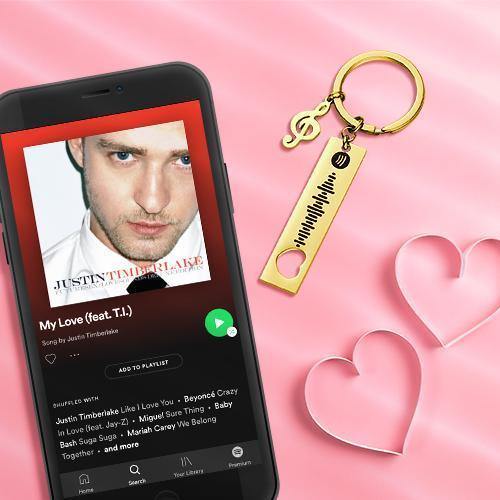 Custom Spotify Code Scannable Music Keychain with Note Gold - MadeMineAU