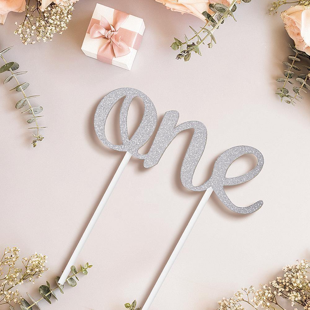 One Cake Topper - Glitter Pink - First Birthday First Birthday 1st Birthday First Year - MadeMineAU