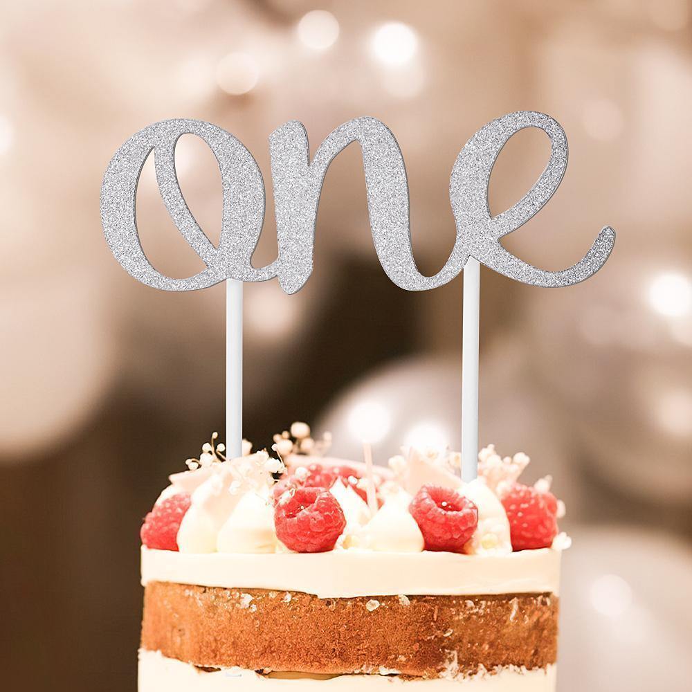 One Cake Topper - Glitter Pink - First Birthday First Birthday 1st Birthday First Year - MadeMineAU
