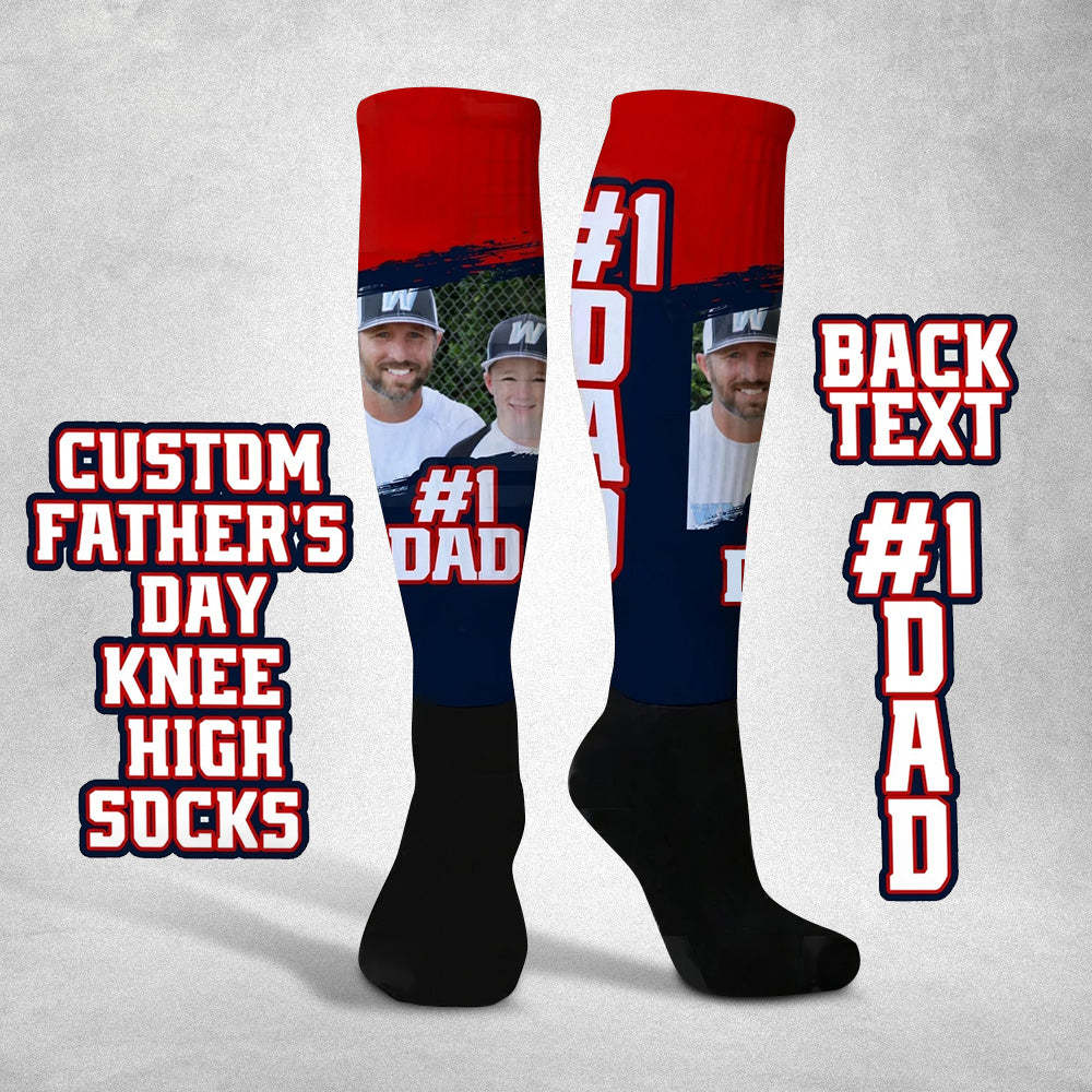 Custom #1 DAD Knee High Socks Personalized Compression Father's Day Tournament Sport Team Baseball Softball Soccer - MadeMineAU