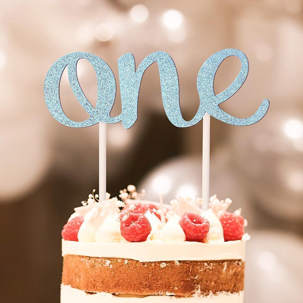 One Cake Topper - Glitter Pink - First Birthday First Birthday 1st Birthday First Year - MadeMineAU