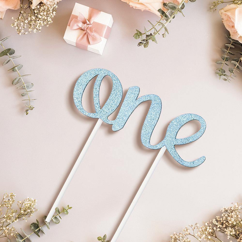 One Cake Topper - Glitter Pink - First Birthday First Birthday 1st Birthday First Year - MadeMineAU