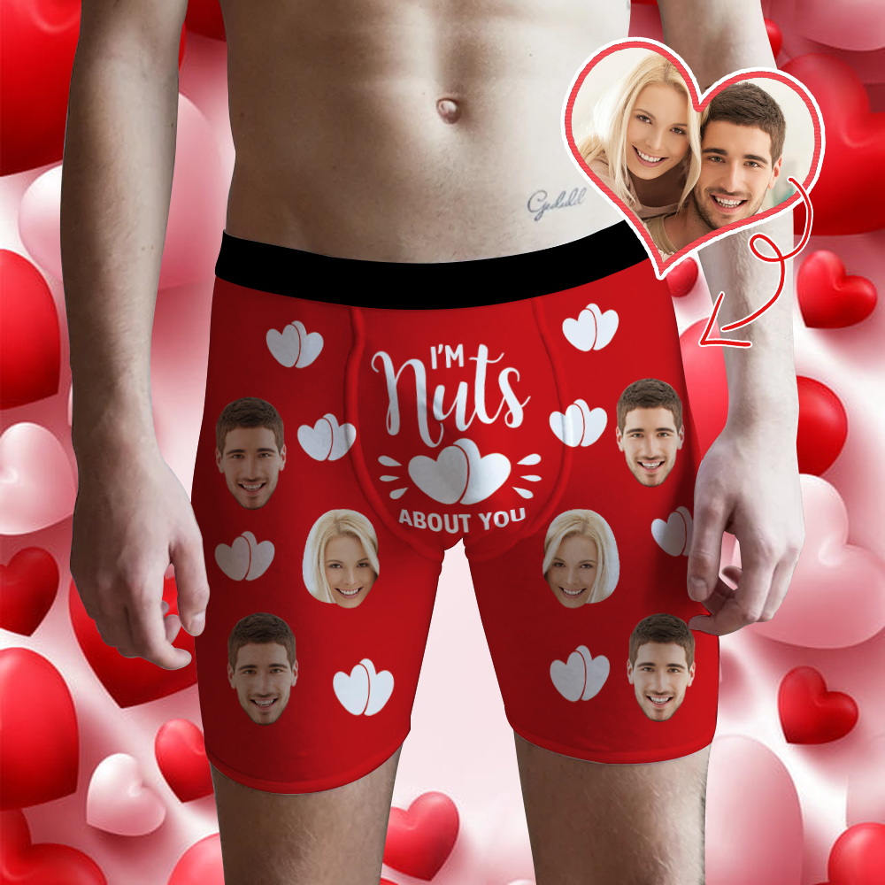 Valentine's Gift Custom Boxer Shorts - I'm Nuts About You - MadeMineAU
