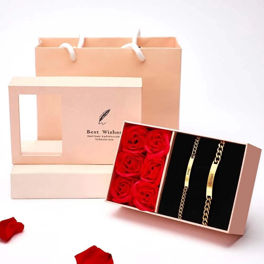 Custom Engraved Bracelet Set Personalized Fashion Bracelet For Couples Unique Personalized Bracelets for Valentines' Day Gifts - MadeMineAU